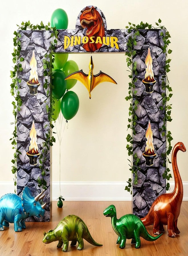 Saypacck 9 pcs Dinosaur Party Decorations 10 x 13.9 Inch Stone Cardboard Boxes with Banner Trunk or Treat Car Decor Dino Arch Props for Halloween Jungle Safari Party Birthday Baby Shower Backdrop - Image 1